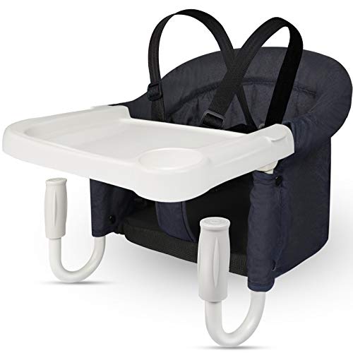 TOONOON Hook On High Chair with Tray, Fast Table Chair Clip on Table High Chair, High Chair That Attaches to Table Portable Baby Feeding Seat for Baby Toddler Washable for Travel Outside