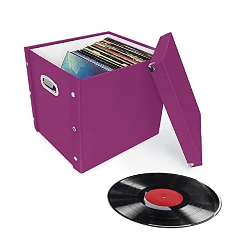 Snap-N-Store Vinyl Record Storage Box - 12" - 1 Pack- Crate Holds up to 75 Vinyl Albums - Berry