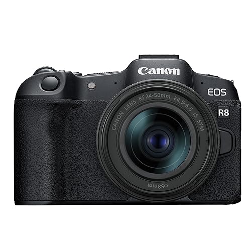 Canon EOS R8 Mirrorless Camera RF24-50mm F4.5-6.3 is STM Lens Kit, Full-Frame Hybrid Camera, 24.2 Megapixel CMOS Image Sensor, 4K Video, Content Creator Vlogging Camera, Black