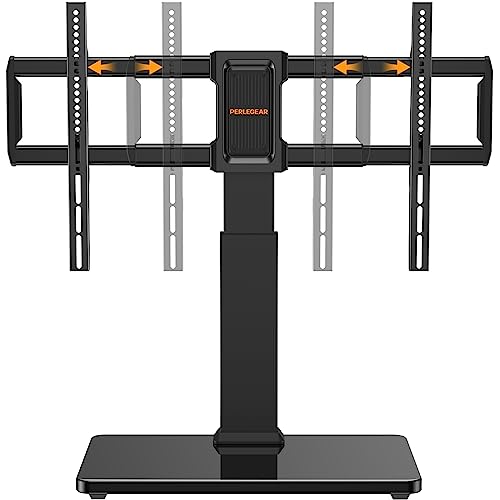 Perlegear Swivel TV Stand Mount, Universal TV Stand for 37-80 inch TVs, Height Adjustable Tabletop TV Stand Holds up to 99 lbs, Preassembled InstaMount Front Support, Max VESA 600x400mm, PGTVS28