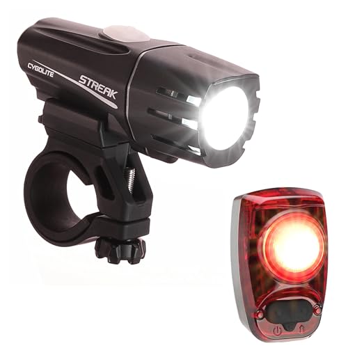 Cygolite Streak 600 Lumen Headlight and Hotshot 120 Lumen Taillight Bicycle Light Combo Set – 7 Night & Daytime Modes – Compact Design – Water Resistant – USB-C Rechargeable – Great for Busy Roads