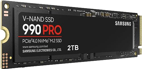 SAMSUNG Disco duro interno de estado sólido 990 PRO SSD NVMe M.2 PCIe Gen4, M.2 2280, velocidades de lectura de hasta 7,450 MB/s para estaciones de trabajo de alta gama, juegos y de alta resistencia,