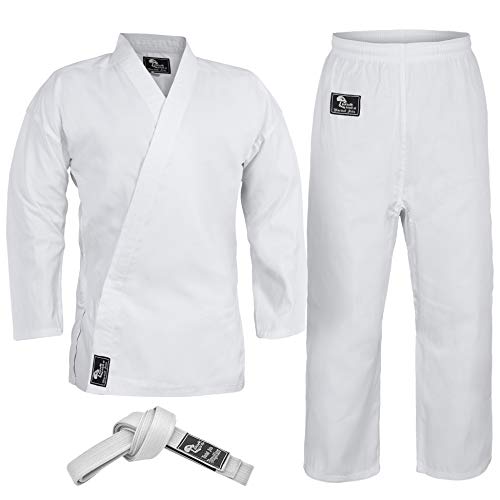 Hawk Sports Uniforme de karate para niños y adultos ligero, para estudiante de karate gi, artes marciales, uniforme con cinturón incluido, Blanco