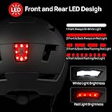 ILM Casco de bicicleta para adultos con luz LED recargable por USB, luz delantera y trasera, cascos de bicicleta de montaña y carretera para hombres y mujeres, casco de ciclismo extraíble E3-10L