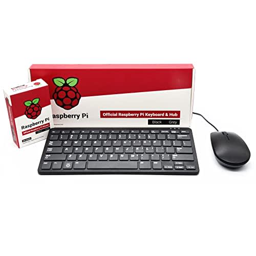 Paquete oficial de teclado y mouse (versión de EE. UU. negro/gris) para Raspberry Pi (incluye teclado y mouse oficiales)