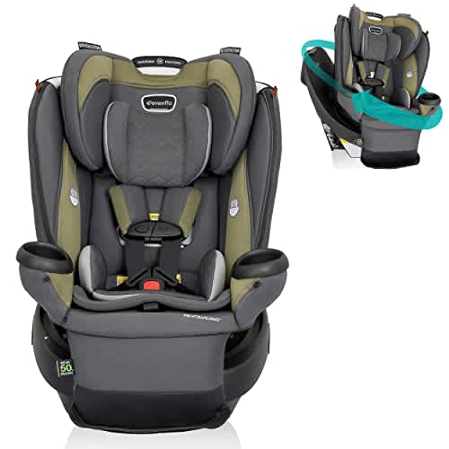 Evenflo Asiento de coche convertible con tapa de limpieza rápida, Revolve360 Extend, color verde Rockland