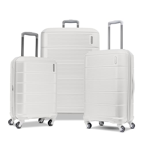 American Tourister Stratum 2.0 Expandable Hardside Luggage with Spinner Wheels, White, 3-Piece Set (20/24/28)