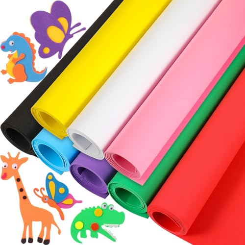 Fainne 8 rollos de espuma para manualidades, 39 x 13 pulgadas, hoja de espuma EVA colorida para manualidades, rollo de espuma para aula, tablón de anuncios, recortes de Navidad, decoración colgante,