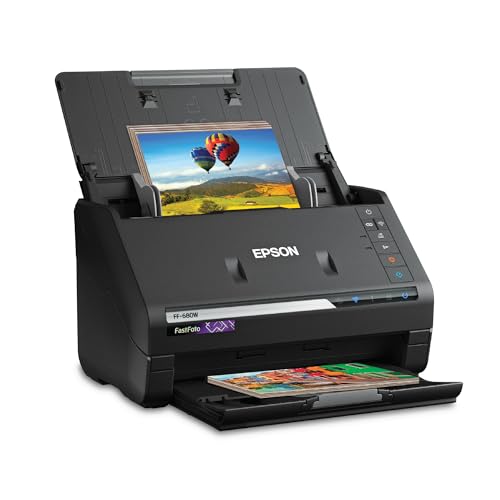 Epson - FastFoto FF-680W, sistema inalámbrico de escaneado de documentos y fotografías de alta velocidad, negro