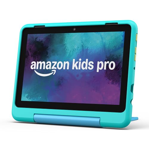 New Amazon Fire HD 8 Kids Pro tablet, ages 6-12. Bright 8" HD screen, includes ad-free content, parental controls, 13-hr battery, slim case for older kids, 32GB, Hello Teal, (2024 release)