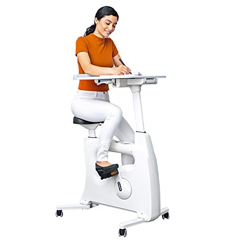 FLEXISPOT 3-IN-1 Exercise Bike,Movable Stationary Bikes for Home,Desk Bike with Pedal Exerciser,Indoor Exercise Bike Fitness Bicycle with 8-Level Adjustable Resistance 350LBS Heavy Duty(White)