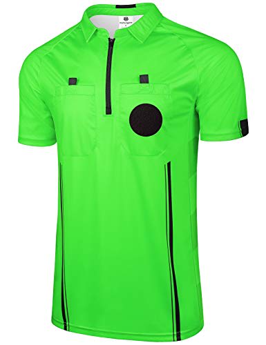 FitsT4 Sports Camiseta de árbitro de fútbol profesional, manga corta, color verde, talla XL