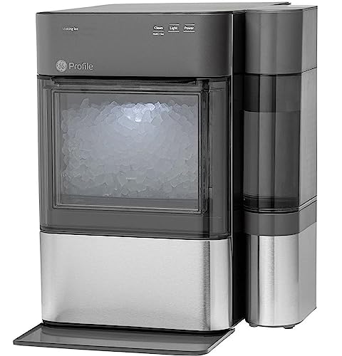 GE Profile Opal 2.0 - Máquina de hielo nugget para la encimera, con depósito lateral, máquina de hielo con conectividad WiFi, esenciales de cocina para un hogar inteligente, acero inoxidable