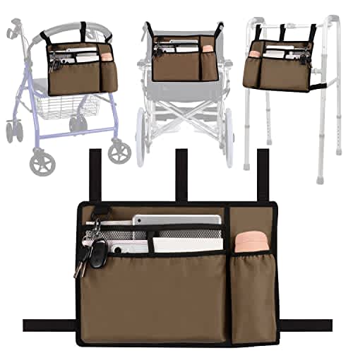 supregear Accessories Bag for Walker, Wheelchair, Rollator - Walker Basket Bag w/Cup Holder - Seniors Caddy Attachment Pouch for Walkers, Water Resistant Large Capacity Carry Storage Carrier Tote