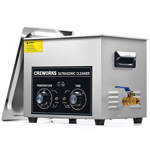 CREWORKS 10L Ultrasound Cleaning Machine with Heater and Timer, 240W Stainless Steel Ultrasonic Washing Machine, 2.6 gal Professional Ultrasound Parts Cleaning Machine for Lab Tool Glasses Auto Part