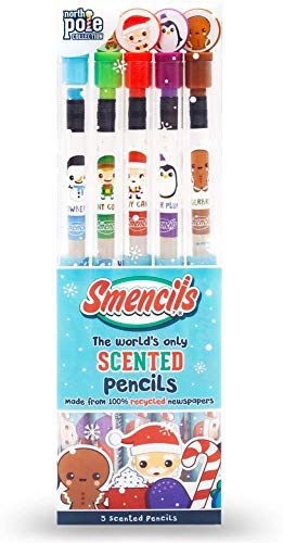 Holiday Smencils - HB #2 Patented Gourmet Scented Fun Pencils, 5 Count - Stocking Stuffer, Gifts for Kids, School Supplies, Party Favors, Classroom Rewards