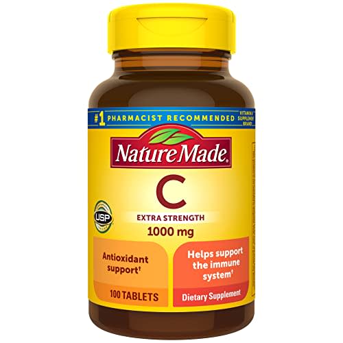 Nature Made Vitamina C extra fuerte 1000 mg, suplemento dietético para apoyo inmunológico, 100 tabletas, suministro para 100 días