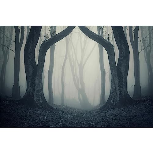 Misty Forest Halloween Backdrop Misty Woods Background LFEEY 10x8ft Magic Gloomy Tree Photography Backdrop Grove Vampire Witch Wizard Sorcerer Ghost Evil Scary Party Decoration Photo Studio Prop Vinyl