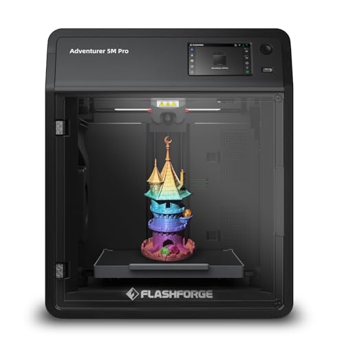 FLASHFORGE Adventurer 5M Pro Impresora 3D con sistema de impresión automática de 1 clic, 23.622 in/s de alta velocidad, boquilla desmontable rápida a 536.0 °F, estructura totalmente metálica Core XY,