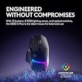 Logitech G Ratón óptico inalámbrico Lightspeed 502 X Plus - Interruptores híbridos LIGHTFORCE, sensor de juegos LIGHTSYNC RGB, HERO 25K, compatible con PC - macOS/Windows - Negro