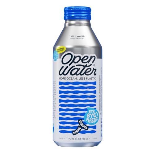 Open Water Still Bottled Water with Electrolytes in 16-oz Aluminum Bottles (6 Cases, 72 bottles - Still) | BPA-free and Eco friendly