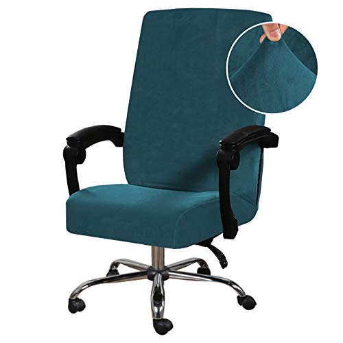 H.VERSAILTEX Velvet Home Office Chair Covers Stretchable Computer Desk Chair Covers Mid - High Back Universal Executive Boss Chair Covers Gaming Chair Covers Removable Machine Washable, Dark Teal