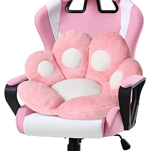 Ditucu Cat Paw Cushion Kawaii Chair Cushions 31.4 x 27.5 inch Cute Stuff Seat Pad Comfy Lazy Sofa Office Floor Pillow for Gaming Chairs Room Decor Pink