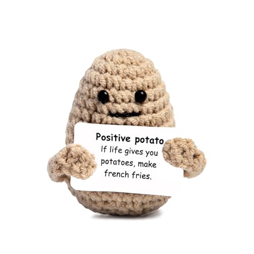 Yiruhe Magnetic Positive Mini Funny Potato – 3 Inch Knitted Crochet Doll, Changeable Uplifting Cards, Perfect for Spreading Joy, Décor, Encouragement, Gifts for Friends, Lovers, Easter