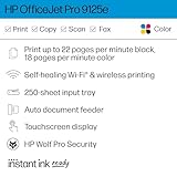 HP OfficeJet Pro 9125e Impresora todo en uno, color, impresora para pequeñas y medianas empresas, impresión, copia, escaneo, fax, pantalla táctil; escaneo avanzado inteligente, 3 meses de tinta