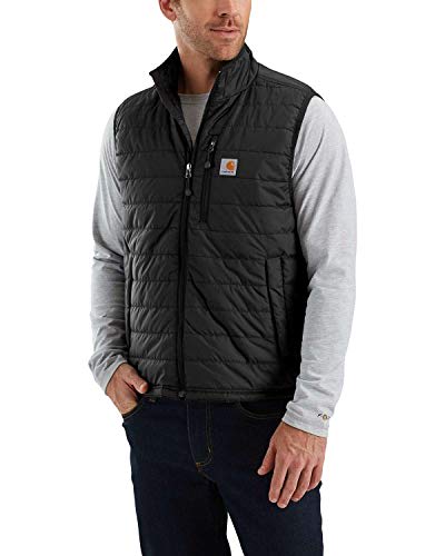 Carhartt Chaleco ligero de ajuste holgado con aislamiento y Rain Defender para hombre, Negro -