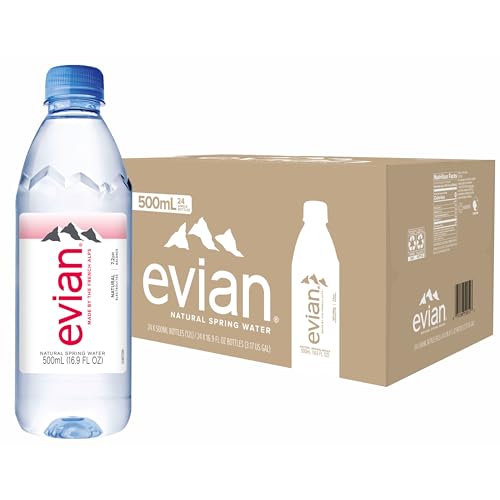 evian Natural Spring Water, PH Balanced with Natural Electrolytes, 16.9fl oz./500mL Bottles (pack of 24)