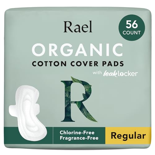 Rael Protectores regulares de 100% algodón orgánico para menstruación, Ultradelgados, Toallitas sanitarias naturales con alas, Paquete de 4, 1