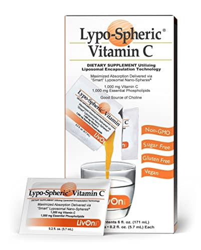 LivOn Laboratories Lypo–Spheric Liposomal Vitamina C 1000mg 30 paquetes – Sin azúcar, apoyo inmunológico, a base de plantas – Fácil de tragar, absorbible, prácticos paquetes individuales 100% sin OMG,