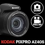 KODAK PIXPRO AZ405-BK 20MP Digital Camera 40X Optical Zoom 24mm Wide Angle Lens Optical Image Stabilization 1080P Full HD Video 3" LCD Vlogging Camera (Black)