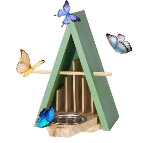 Butterfly House Butterfly Feeder for Outdoors - Wooden Butterfly Houses for Garden Decoration Natural Butterfly Habitat - Green