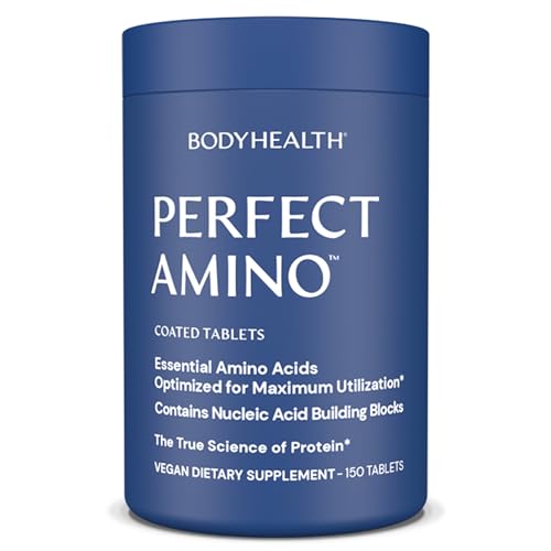 BodyHealth PerfectAmino (150 ct) Easy to Swallow Tablets, Essential Amino Acids Supplement with BCAAs, Vegan Protein for Pre/Post Workout & Muscle Recovery with Lysine, Tryptophan, Leucine, Methionine