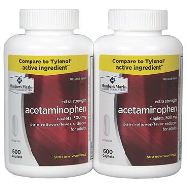 Member's Mark 500mg Extra Strength Acetaminophen MegaSize 2Pack (600 Count Each) 7hm2Dcs