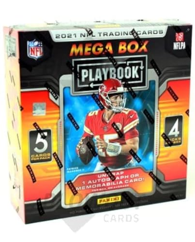 Playbook Football Mega Box 2021 – 20 tarjetas coleccionables por caja, una tarjeta de autógrafo o de recuerdos por caja