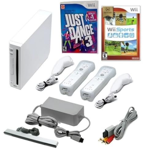 Nintendo Wii Console Bundle with Just Dance 3, Wii Sports & 2 Controllers