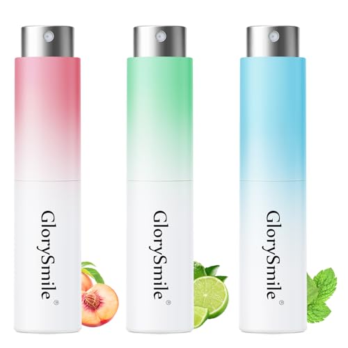 GlorySmile Spray oral para respirar, ambientadores bucales, sin azúcar, elimina el mal aliento para adultos, sabores de menta, melocotón y limón, 3 botellas (1 de cada sabor)