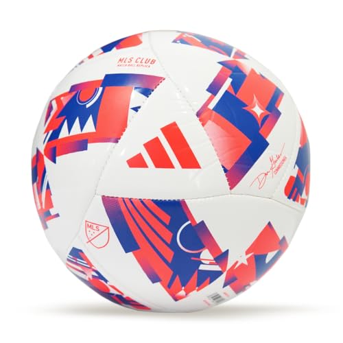 adidas MLS Club Soccer Ball, White/Solar Red/Glory Blue, 3