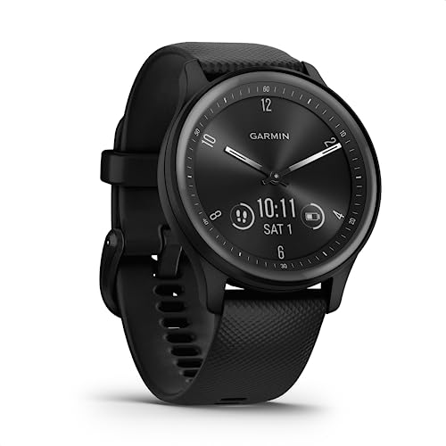 Garmin vivomove Sport, reloj inteligente híbrido, características de salud y bienestar, pantalla táctil, negro