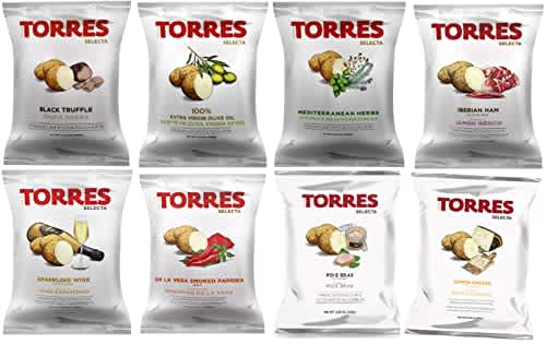 (Sabores más populares) Torres Patatas fritas españolas Patatas Fritas Paquete variado fabricado en Barcelona, España (paquete de 8)