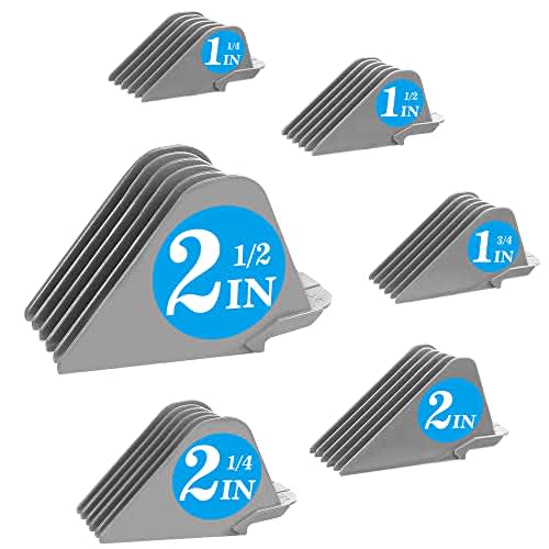 Clipper Guards for Wahl 10 12 14 16 18 20 Hair Clipper Guards 6pcs Extra Long Clipper Guard Attachments 2.5 Inch Clipper Guides Multiple Sizes Universal 2.5", 2.25", 2", 1.75", 1.5", 1.25" (Gray)