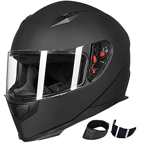 ILM - Casco integral para motocicleta urbana con bufanda de invierno extraíble, 2 viseras, aprobado por DOT