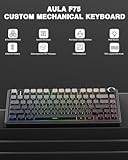 AULA Teclado mecánico inalámbrico F75 Pro, 75% de juntas de teclado personalizado intercambiable en caliente, retroiluminación RGB, interruptores Reaper prelubricados, teclas PBT impresas laterales,