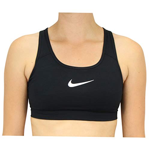 Women's Nike Swoosh Sports Bra, Sports Bra for Women with Compression & Medium Support, Black/White, M