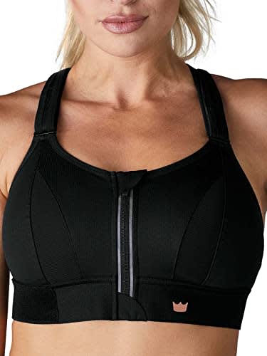 SHEFIT Sujetador deportivo definitivo para mujer, sujetador deportivo de alto impacto, Negro -