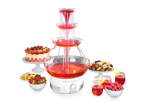 Nostalgia Countertop Retro Lighted Party Beverage Fountain – 1.5 Gallon Capacity, 3-Tiered Cascading Tower with LED Base - Perfect for Punch, Juice, Wine, Champagne & More