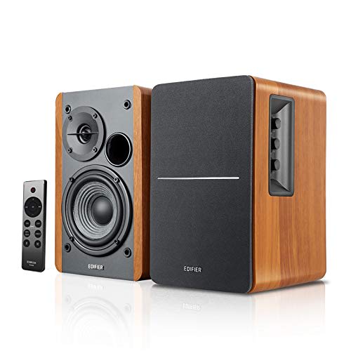 Edifier R1280DBs - Altavoces de repisa Bluetooth activos, entrada óptica, altavoz de monitor de estudio inalámbrico 2.0, 42W RMS con salida de línea de subwoofer, grano de madera